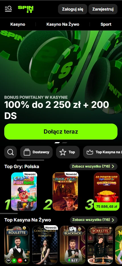 Spinit bonus bez depozytu